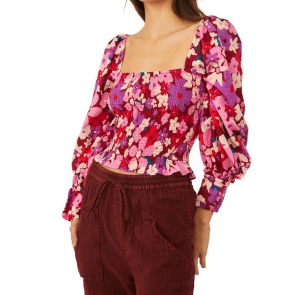 NWT FREE PEOPLE Ariana Floral Cottagecore Printed Top long sleeves cuffed Sz XS - Picture 12 of 12